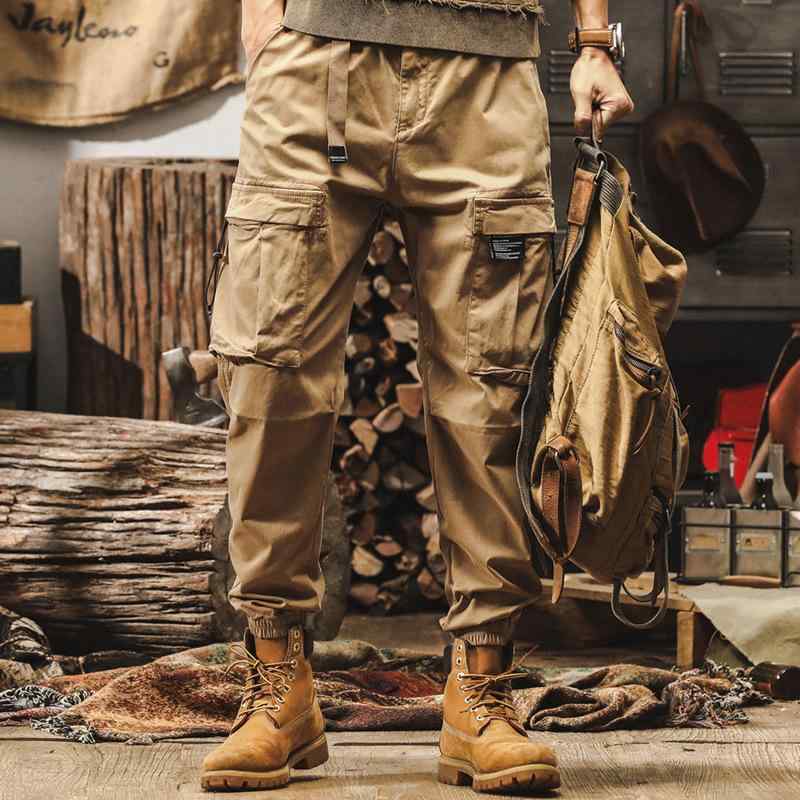 ワークパンツ メンズ アメカジ アメリカンレトロ ゆったり ストレート ウォッシュ加工 イージーケア ストレッチ 多ポケット 春秋 カジュアルパンツ 男性用