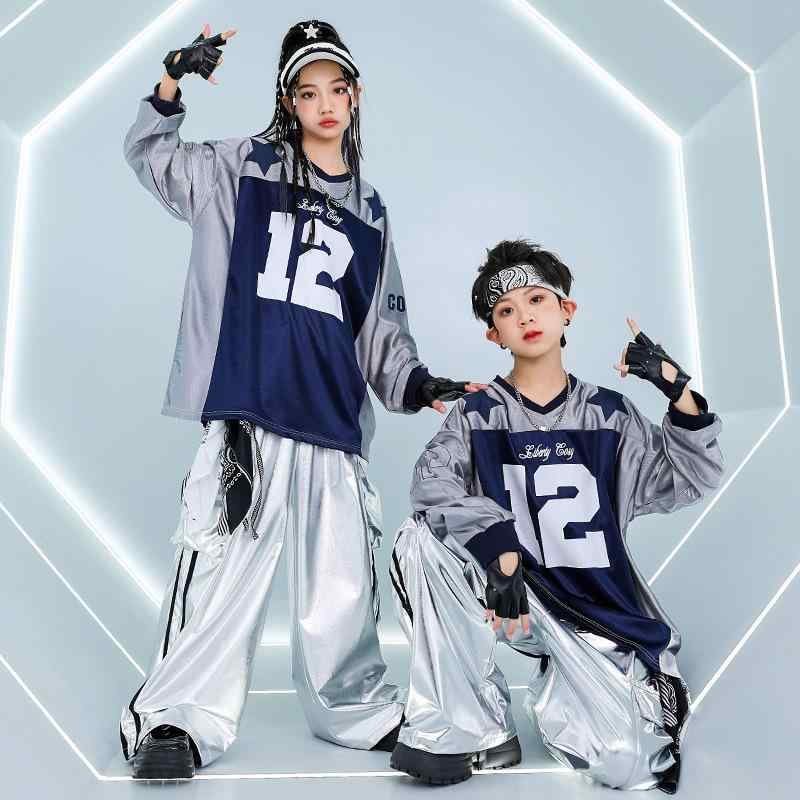ダンス衣装 キッズ 男女兼用 ヒップホップ ストリート スウェット カジュアルパンツ セットアップ 発表会 練習着 パフォーマンス 秋冬 ゆったり 子供服 ジュニア 8歳以上 動きやすい ポリエステル素材 かっこいい