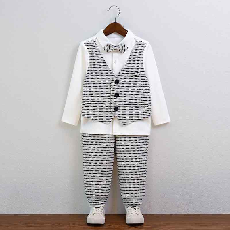 セットアップ 男の子 キッズ ベビー ボーイズ 春秋冬 フォーマル セレモニースーツ 礼服 長袖 フェイクツーピース ストライプ ブリティッシュ 子供用スーツ 結婚式 発表会 入園式 卒園式 七五三 誕生日 ポリエステル混紡 モノトーン