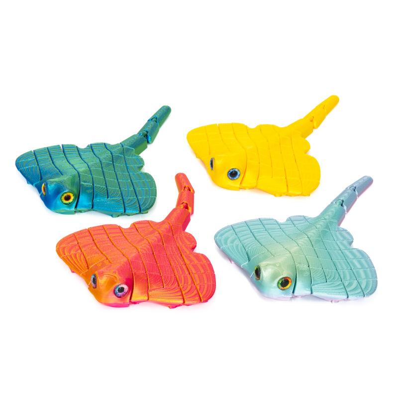 おもちゃ キッズ 大人向け 3Dプリント マンタ フィギュア 関節可動 かわいい 海の生き物 カラフル デスク飾り インテリア 置物 PLA素材 誕生日 プレゼント