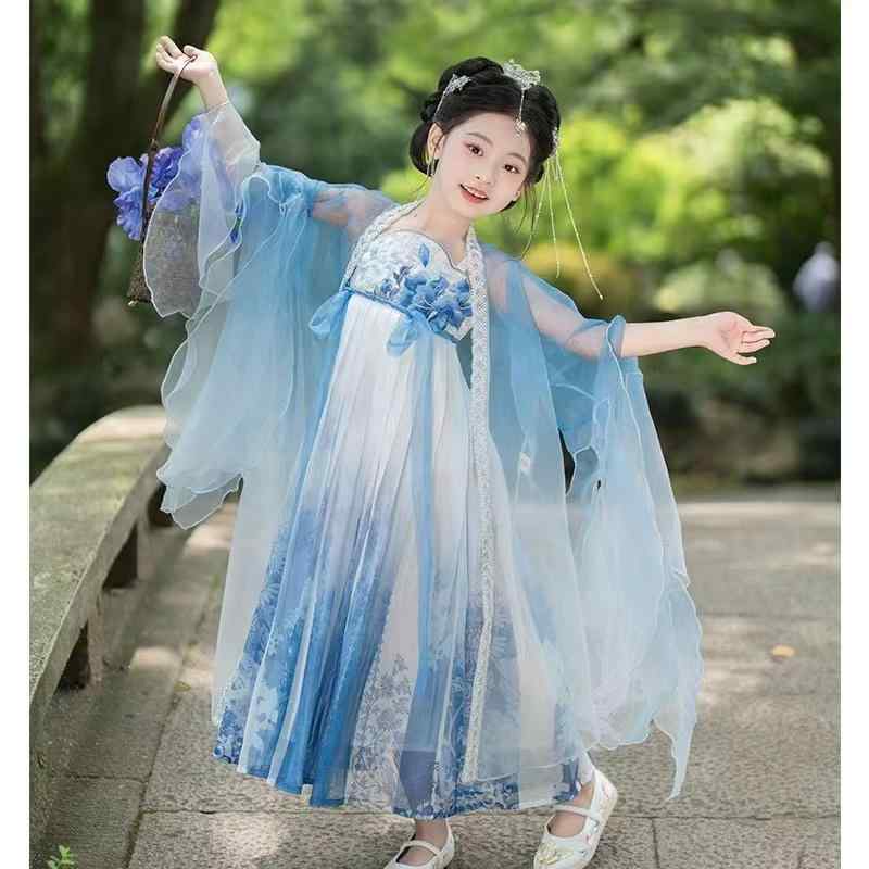 セットアップ キッズ お姉さん 組みかえる漢服 唐風 お召しもの 刺しゅう 大袖 襦裙 姫御前 お召しもの 告げ知らせる会 一こま コスプレ シフォン原料品 もの柔らかな着心地 キッズファッション-ワンピース-キッズ・ベビー・マタニティ