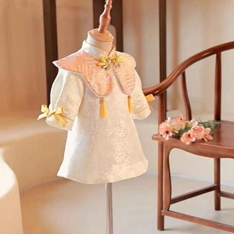 ドレス 女の子 ベビー 1歳 誕生日 お祝い セレモニー 中華風 チャイナドレス プリンセス フォーマル 上質 高級感 レトロ中華風 オールシーズン対応 ポリエステル 80 90 100cm