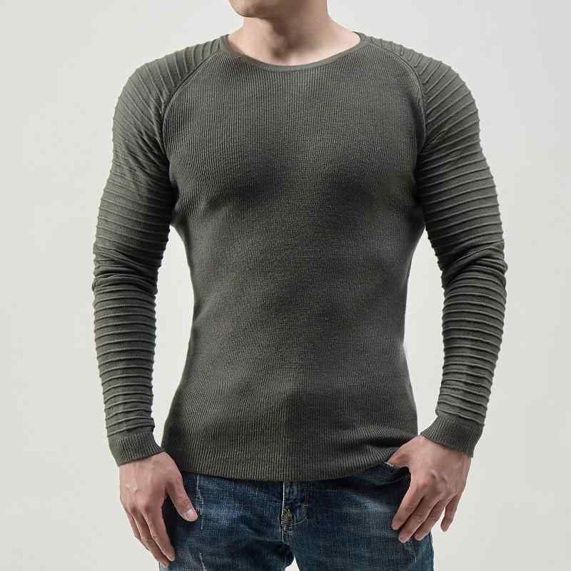 ニット メンズ 男性用 薄手 ケーブル編み クルーネック 長袖 セーター ポリエステル混紡 ストレートシルエット 大きいサイズ きれいめ カジュアル ビジネス オフィス ブリットスタイル オールシーズン 白 灰 黒 緑 S-3XL
