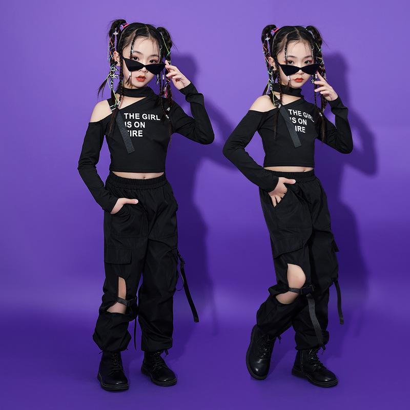 キッズ ダンス衣装 ガールズ ワンショルダーデザイン トレンド ジャズ ストリートダンス セットアップ 発表会 舞台衣装 レッスン着 おしゃれ 夏 ポリエステル 柔らかい ジュニア 4,273円