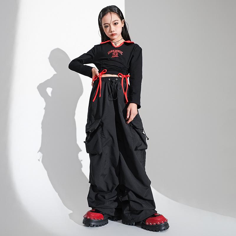 キッズダンス 衣装 女の子 ジャズダンス ストリートダンス ヒップホップ 発表会 舞台 ステージ衣装 かっこいい おしゃれ セットアップ ファッションショー 綿素材