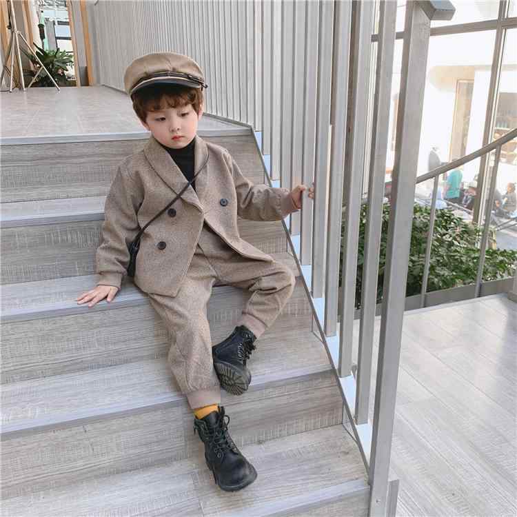 スーツ 男の子 キッズ セットアップ 2点セット ジャケット ブレザー 秋冬 韓国風 おしゃれ スタイリッシュ カジュアル 厚手 ダブルボタン 長袖 フォーマル 入学式 卒業式 結婚式 発表会 七五三