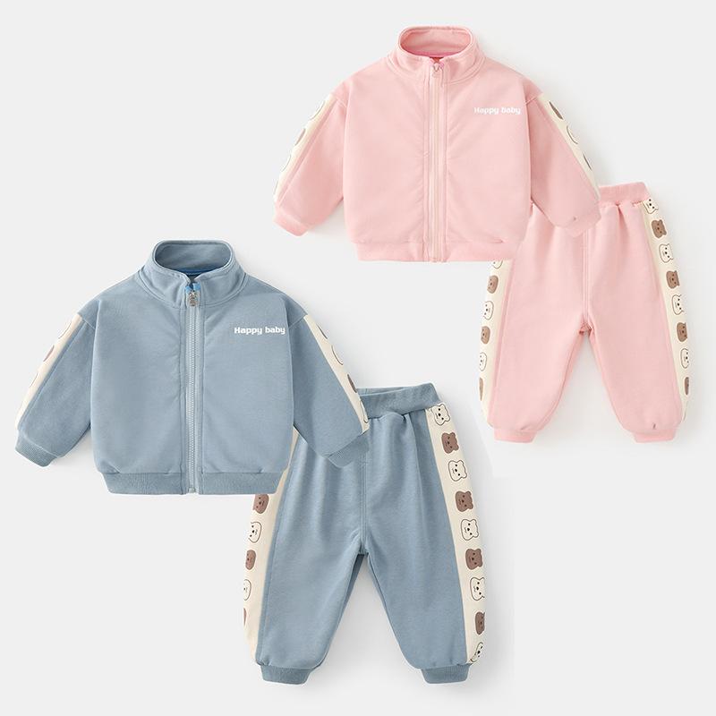 キッズ 男の子 女の子 春秋 長袖 ジップアップ 野球服 セットアップ キャラクター 上下セット 綿 カジュアル かわいい ルームウェア 通園