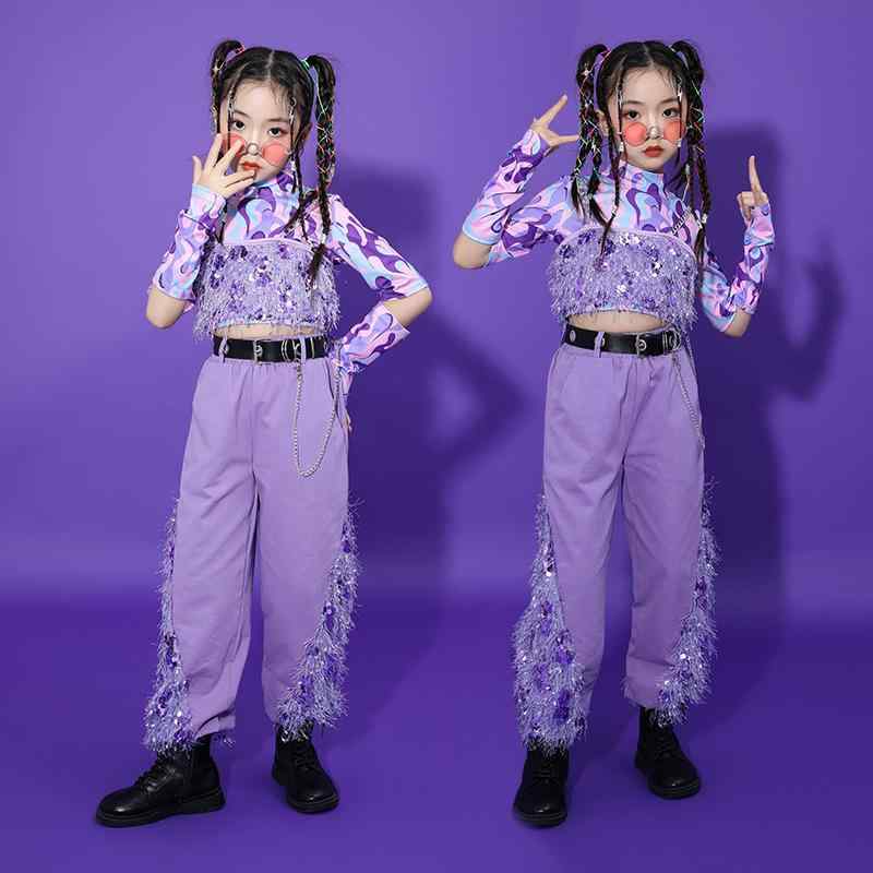 ダンス衣装 キッズ 女の子 ガールズ ジュニア ジャズダンス ヒップホップ ストリートダンス スパンコール キラキラ おしゃれ クール 発表会 舞台 レッスン着 パフォーマンス セットアップ 夏用