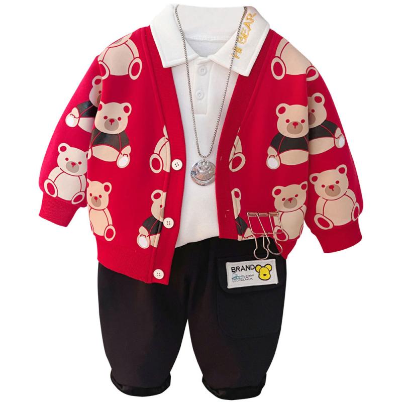 キッズ セットアップ 男の子 ベビー 幼児 秋冬 厚手 裏起毛 あったか 柔らかな肌触り キャラクター カーディガン パンツ 3点セット 普段着 部屋着 おでかけ
