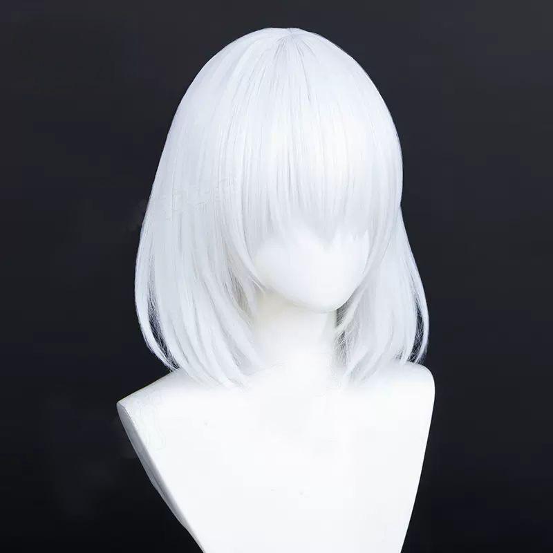 コスプレウィッグ 男女兼用 耐熱ファイバー デート・ア・ライブ 鳶一折紙 東方 魂魄妖夢 イザーク 白 ボブヘア アニメ キャラクター 普段使い イベント ハロウィン 仮装 コスチューム用 ミディアムボブスタイル画像