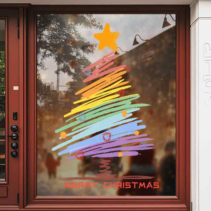 窓用ステッカー クリスマス 静電気 シール 貼り付け簡単 剥がせる 繰り返し使える 窓ガラス ガラスドア カラフル かわいい おしゃれ 室内装飾 リビング 寝室 店舗 イベント デコレーション PVC素材