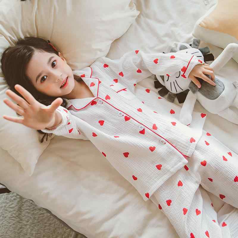 ルームウェア キッズ 女の子 パジャマ 純綿 コットン 2点セット 上下セット 春秋 部屋着 寝間着 冷房対策 薄手 かわいい 子供服 女児 3歳 8歳 ハート柄 いちご柄
