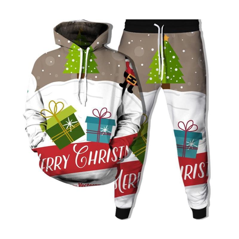 スウェットセットアップ メンズ クリスマス 3Dプリント パーカー 長袖 スウェットパンツ 上下セット スポーツ カジュアル 部屋着 春秋 ポリエステル
