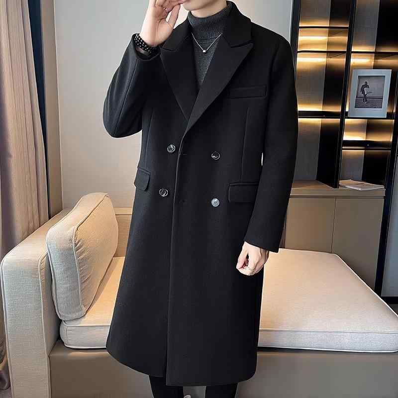 厚地の外套 メンズ ロング丈 朦々たる 防寒 メルトン羊毛 ポリエステル混紡 韓国風 心地よい 好いたらしいめ テーラードカラー 無地 年月冬 商行為 通い 執務室