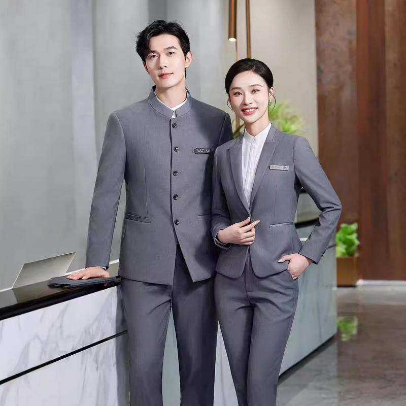 スーツ ユニセックス スタンドカラー スリムフィット 細身 韓国ファッション 中華風 ポリエステル レーヨン混紡 ビジネス フォーマル 結婚式 披露宴 冠婚葬祭 通勤 オフィス 秋冬 上下セット