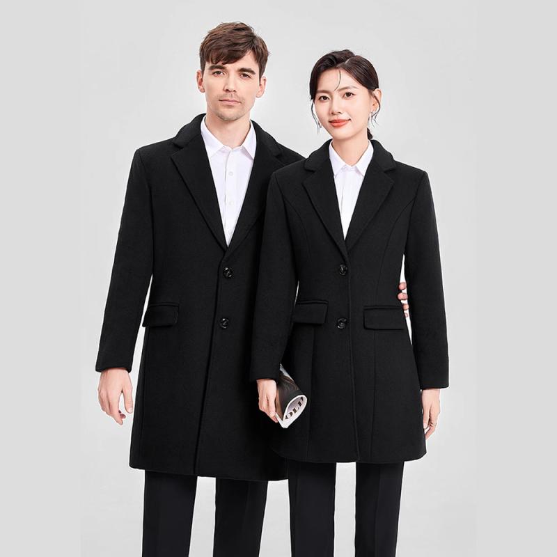 コート メンズ レディース ユニセックス 厚手 極暖 防寒 ウール混 ポリエステル ビジネス オフィス 通勤 フォーマル テーラードカラー ミドル丈 アウター ジャケット 秋冬 ネイビー 紺色|セキュアデポ