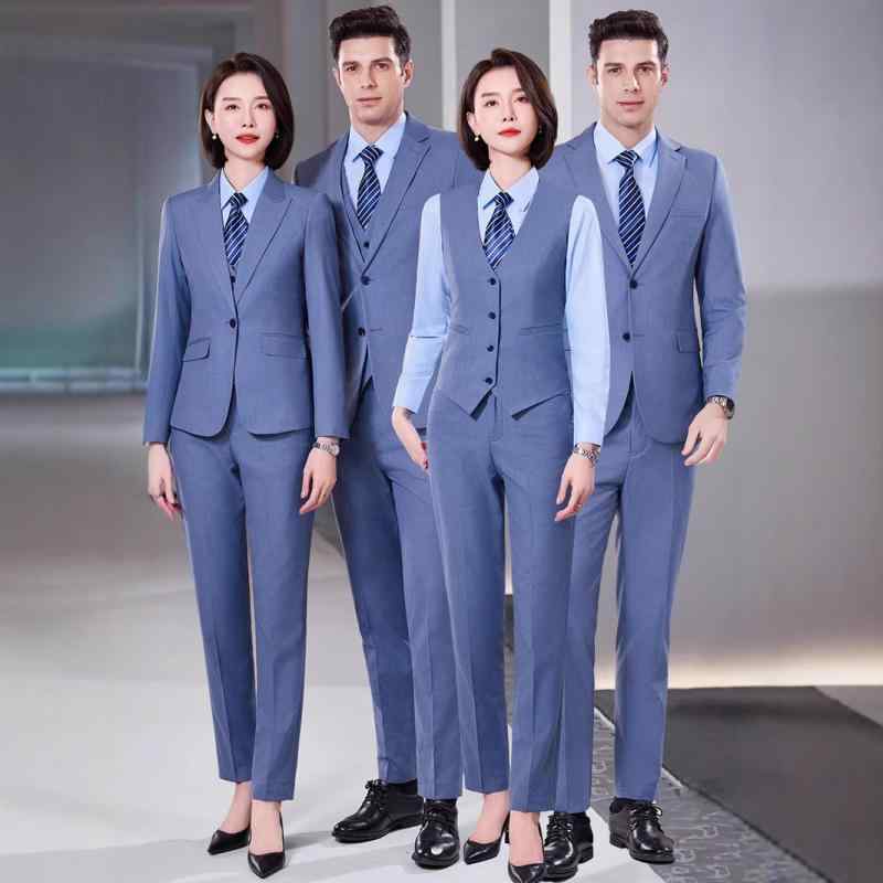 スーツ メンズ レディース ユニセックス 上品 エレガント ブルー フォーマル ビジネス オフィス 通勤 結婚式 礼服 長袖 ジャケット ベスト ジレ シャツ ワイシャツ パンツ スリーピース 3点セット オールシーズン