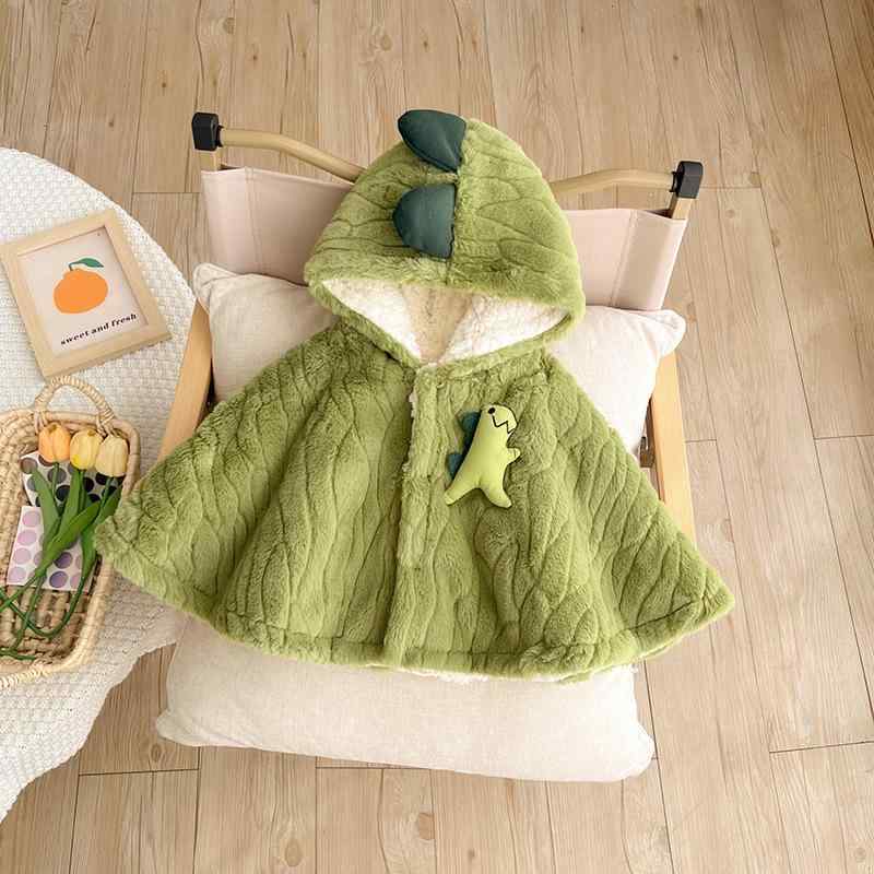ポンチョ ベビー 赤ちゃん用 防風 裏起毛 厚手 フード付き かわいい 秋冬 お出かけ マント ケープ 男女兼用 アウター 0歳 1歳 2歳 3歳