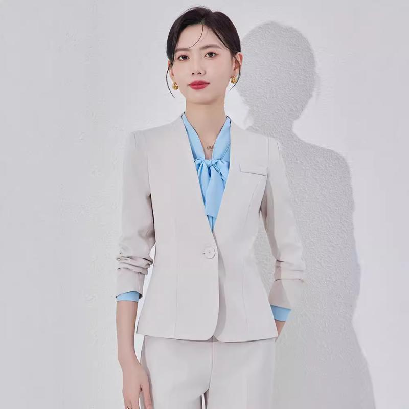 ジャケット レディース オフィス ビジネス フォーマル 通勤 事務服 上品 エレガント きれいめ テーラード 長袖 ポリエステル 綿混素材 ブラック ベージュ 春夏秋冬
