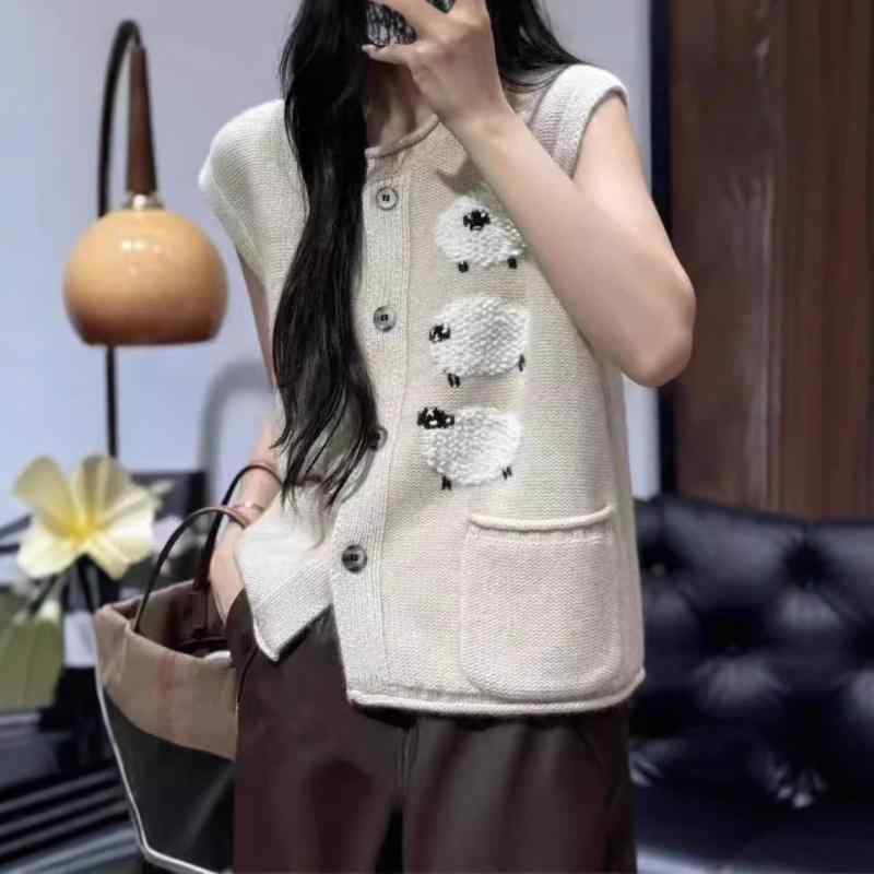 編み物限りない レディース 朦々たる 重ね着表現スタイル 立体子ヒツジ刺しゅう ウールカシミヤブレンド ふんわり やわらか 論なく論なく 若押し出し成り行き 丸首 前食い違い 窈窕たる心地好い 秋冬