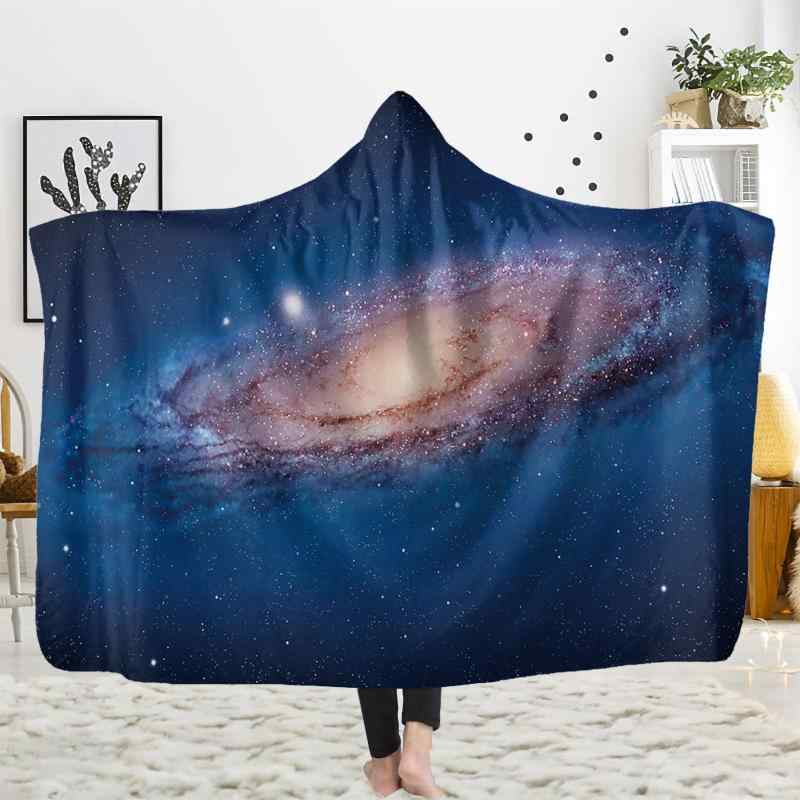 ブランケット キッズ フード付き ポンチョ 厚手 二重 暖かい 星空柄 フランネル ポリエステル ソファ オフィス お昼寝 部屋着 ショール 快適保温