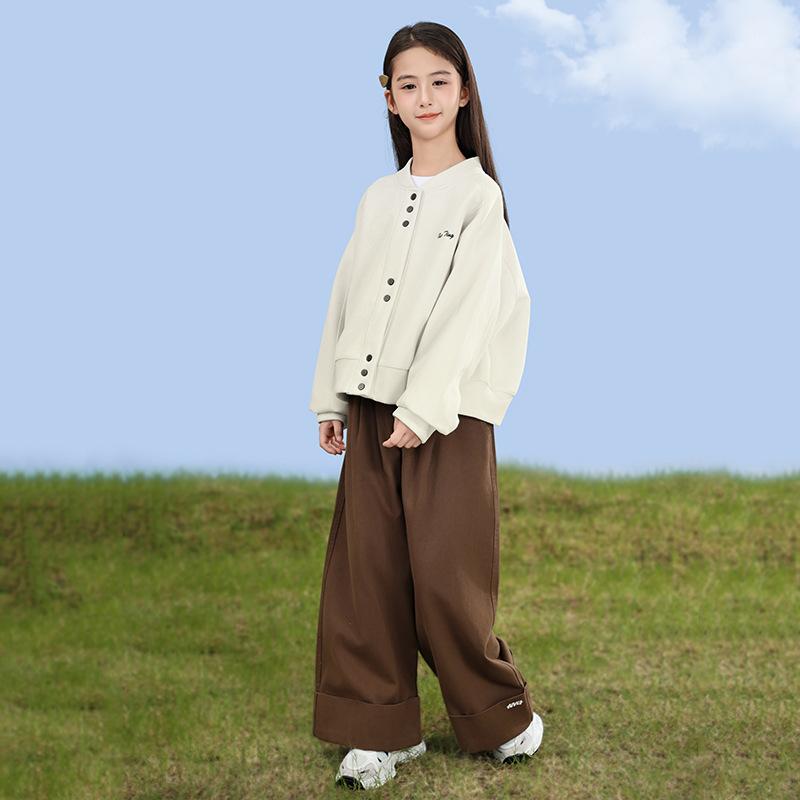アウター キッズ 女の子 ジュニア 秋冬 柔らかな肌触り 綿 コットン スポーツ ストリート 韓国風 長袖 ショート丈 フードなし 英字 無地 ベースボールジャケット