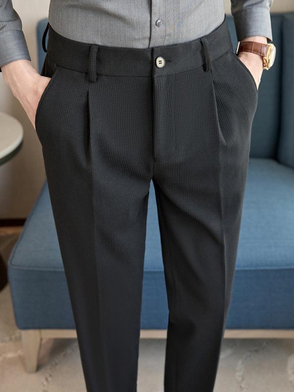 パンツ メンズ 厚手 ウエストゴム あったか 微ストレッチ コーンチェック柄 ウール調素材 スラックス ストレート カジュアル ビジネス オフィス 通勤 上品 ライトラグジュアリー 秋冬