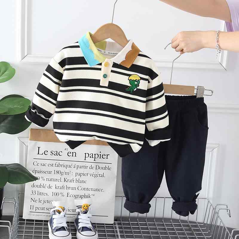 キッズ 男の子 女の子 秋冬 裏起毛 厚手 柔らか コットン スウェット 上下セット ルームウェア 普段着 韓国子供服 恐竜柄 ボーダー パジャマ 長ズボン