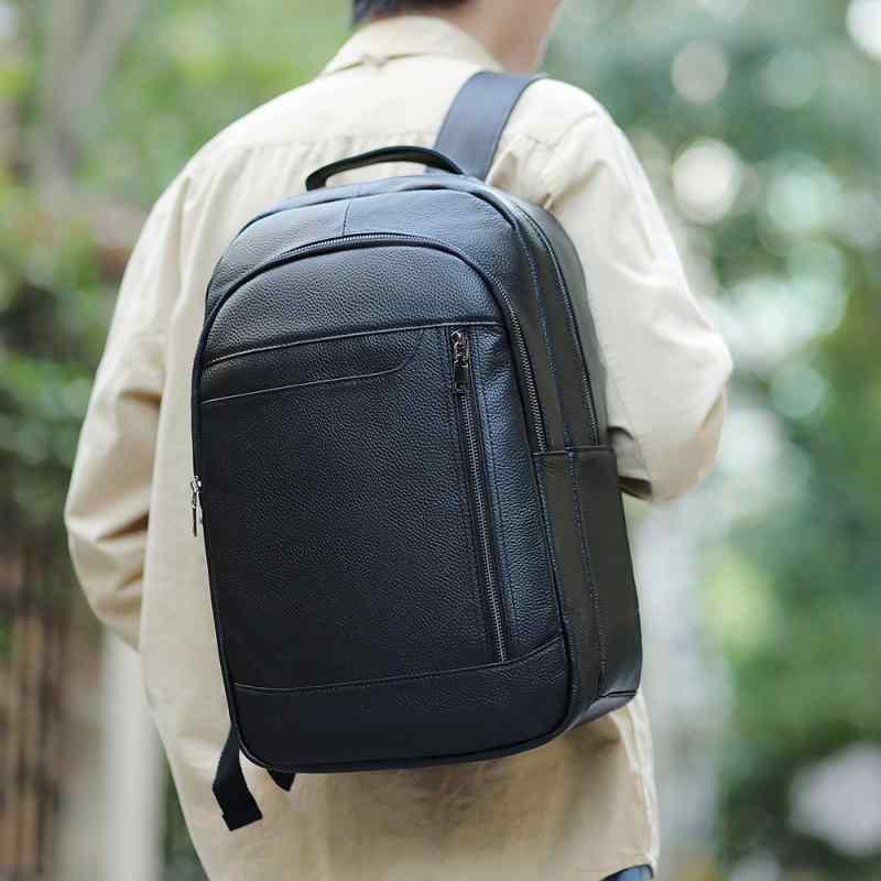 リュックサック メンズ 本革 牛革 トップグレインレザー 撥水 大容量 旅行 通勤通学 PC収納 A4対応 多機能ポケット 耐衝撃 軽量 カジュアル ブラック 高級感｜セキュアデポ