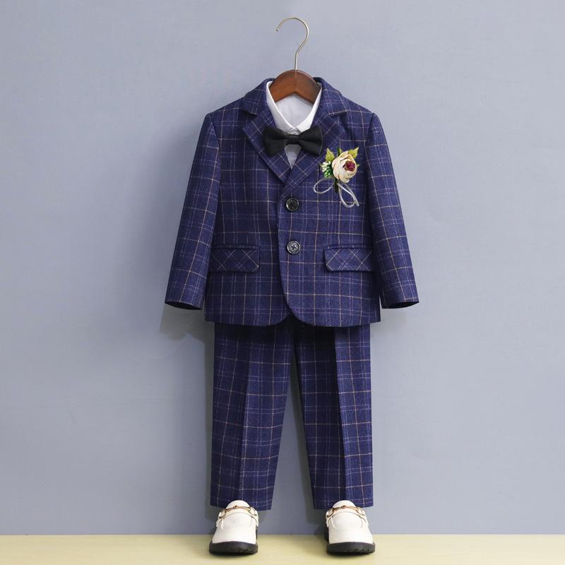 裏起毛 暖か キッズスーツ 男の子 ボーイズ ジュニア フォーマル チェック柄 秋冬 発表会 結婚式 入学式 卒業式 衣装 テーラードカラー シングルボタン 長袖 セットアップ ポリエステル混紡 肌触りなめらか