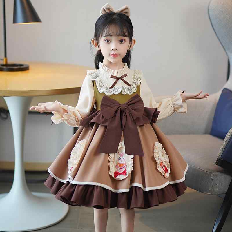ワンピース キッズ ガールズ ロリータ プリンセスドレス 秋冬 長袖 裏起毛 ふんわり ボリューム フレアスカート おしゃれ かわいい 上品 子供服