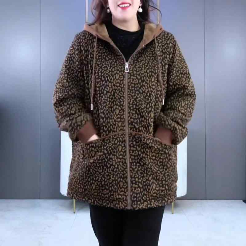 ジャケット レディース 裏起毛 あったか 保温 大きいサイズ ゆったり 秋冬 ヒョウ柄 ミセス カジュアル きれいめ 通勤 ミドル丈 綿 アウター