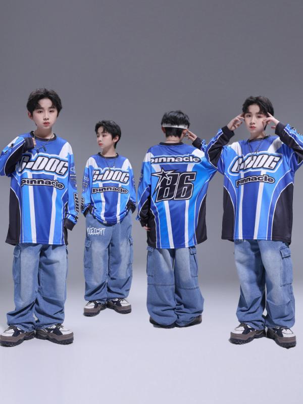 キッズ ダンス 衣装 男の子 女の子 ジュニア ヒップホップ ストリート系 韓国風 ゆったり おしゃれ 上下セット 発表会 演奏会 ステージ 綿混 柔らか素材