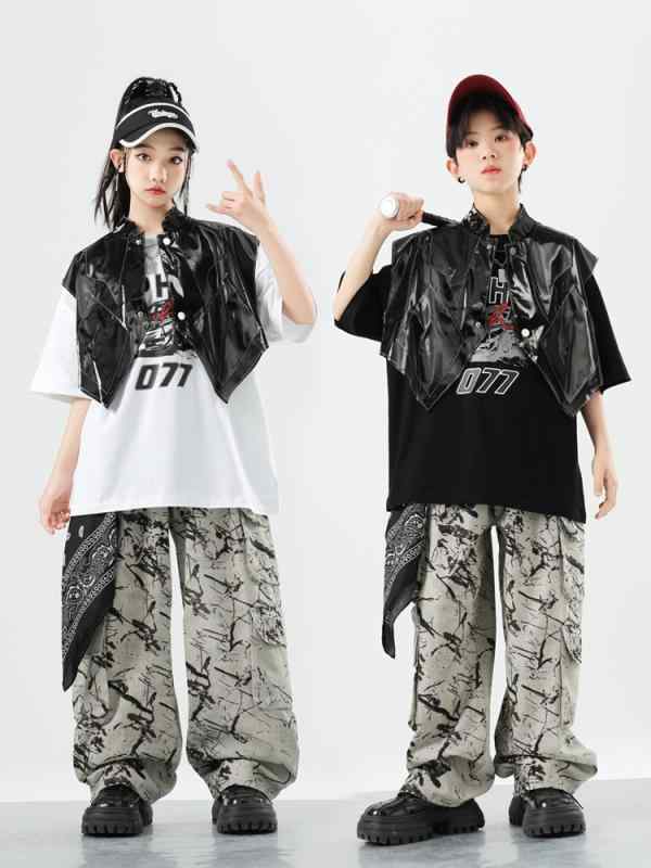 ダンス衣装 キッズ 男の子 ジュニア ストリートダンス ヒップホップ ドラム演奏 ジャズダンス 発表会 イベント パフォーマンスウェア ステージ衣装 ファッションショー トレンディ ストリート系 ソフトな肌触り コットンブレンド オールシーズン