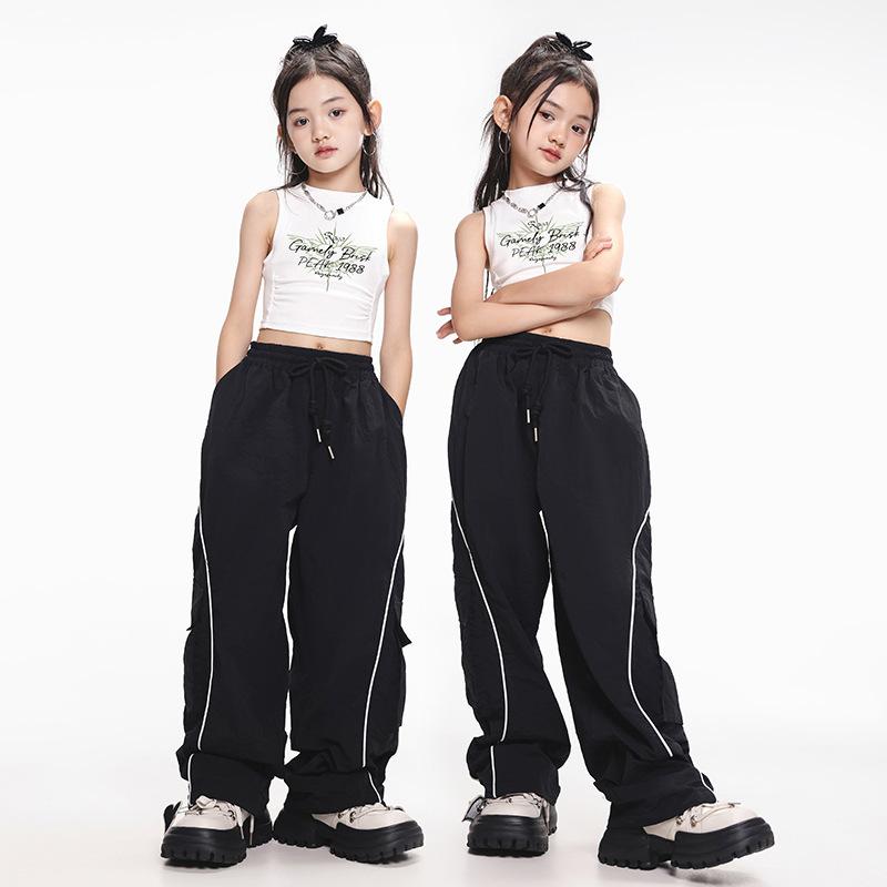 ダンス衣装 キッズ 女の子 ガールズ 柔らかい肌触り 綿素材 ジャズダンス ヒップホップ ストリートダンス 発表会 演出服 ステージ イベント セットアップ 上下セット 韓国風 おしゃれ ジュニア