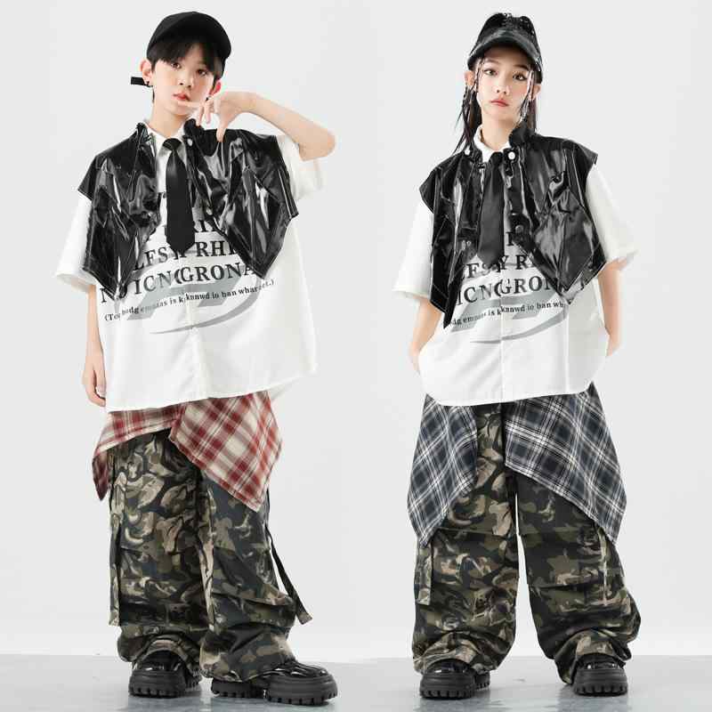 ダンス衣装 男の子 女の子 キッズ ジュニア 男女兼用 ヒップホップ ストリート 発表会 ステージ ドラム パフォーマンス 個性的 かっこいい おしゃれ 綿混 柔らかい セットアップ 上下セット
