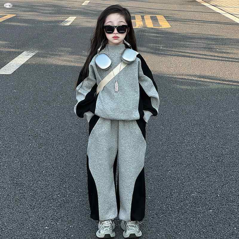 キッズ 女の子 ジュニア 綿混 柔らかい肌触り フードなし 切り替え おしゃれ スウェット トレーナー ワイドパンツ ガウチョパンツ カジュアル スポーツ 部屋着 普段着 お出かけ 春秋 セットアップ 2点セット