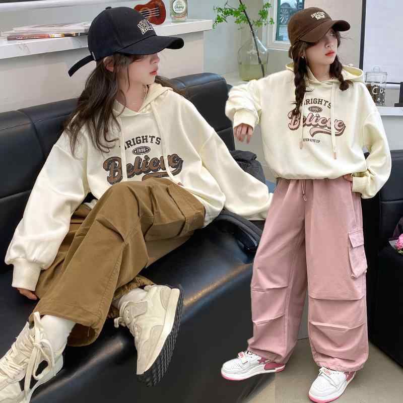 キッズ 女の子 ポロ襟 長袖 セットアップ 春秋 綿混 柔らか素材 スポーツカジュアル ロングパンツ 2点セット おしゃれ 通園 通学 普段着