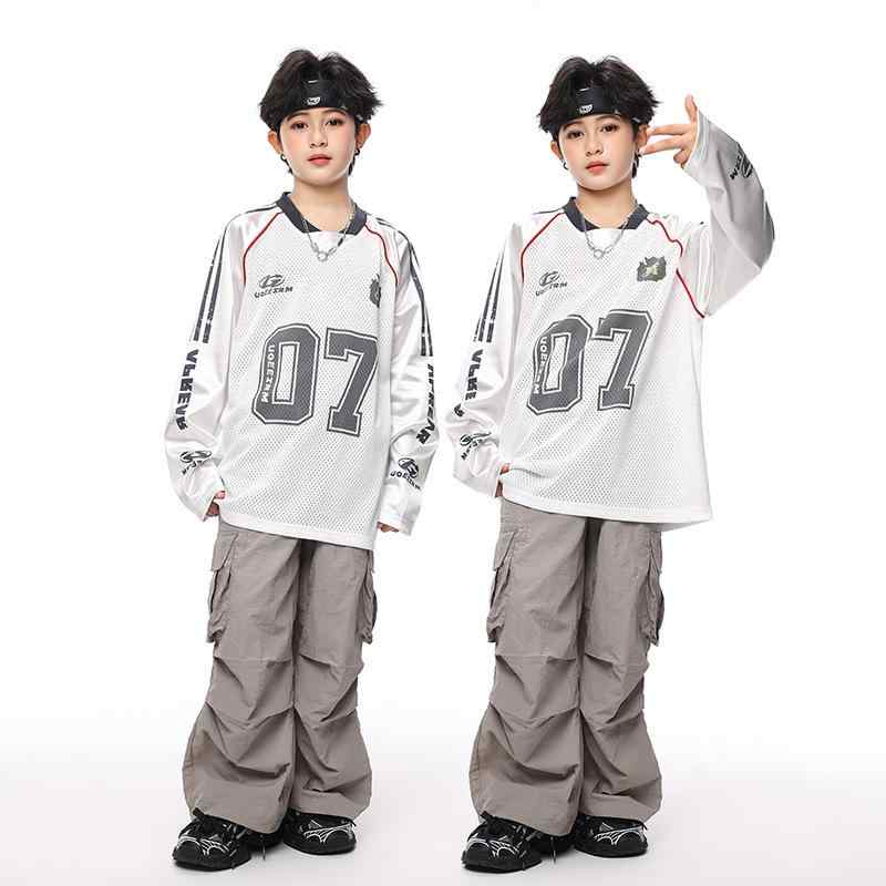 キッズダンスウェア 男の子 ボーイズ ヒップホップ ストリート セットアップ 上下セット カーゴパンツ ジュニア 発表会 ステージ衣装 練習着 動きやすい クール おしゃれ ポリエステル素材 秋冬