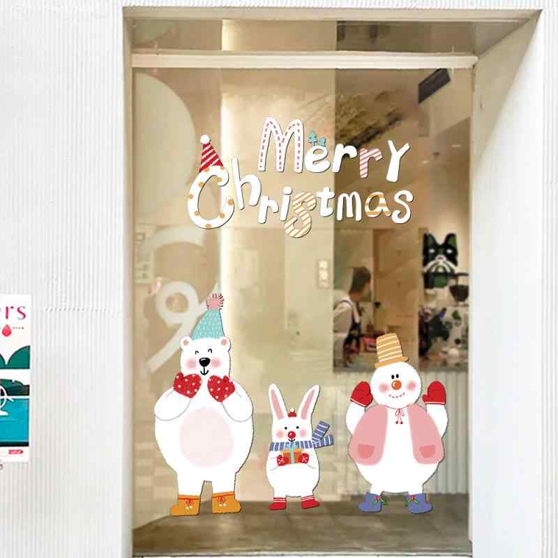 ウォールステッカー クリスマス 静電吸着 ガラス 窓 ショーウィンドウ ドア 飾り付け クリスマスツリー 店舗装飾 インテリア デコレーション シール PET素材 透明カラフルプリント おしゃれ