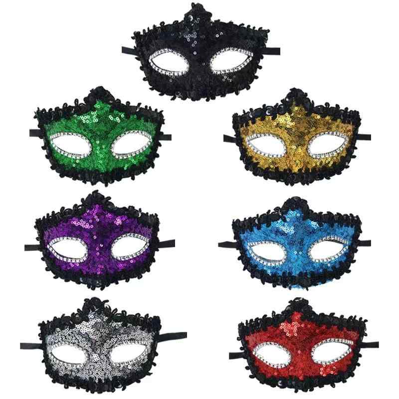 マスク ハロウィン カーニバル 半顔マスク ヴェネチア 舞踏会 パーティー 仮面 蝶 スパンコール かわいい プラスチック製 アイマスクセット イベント