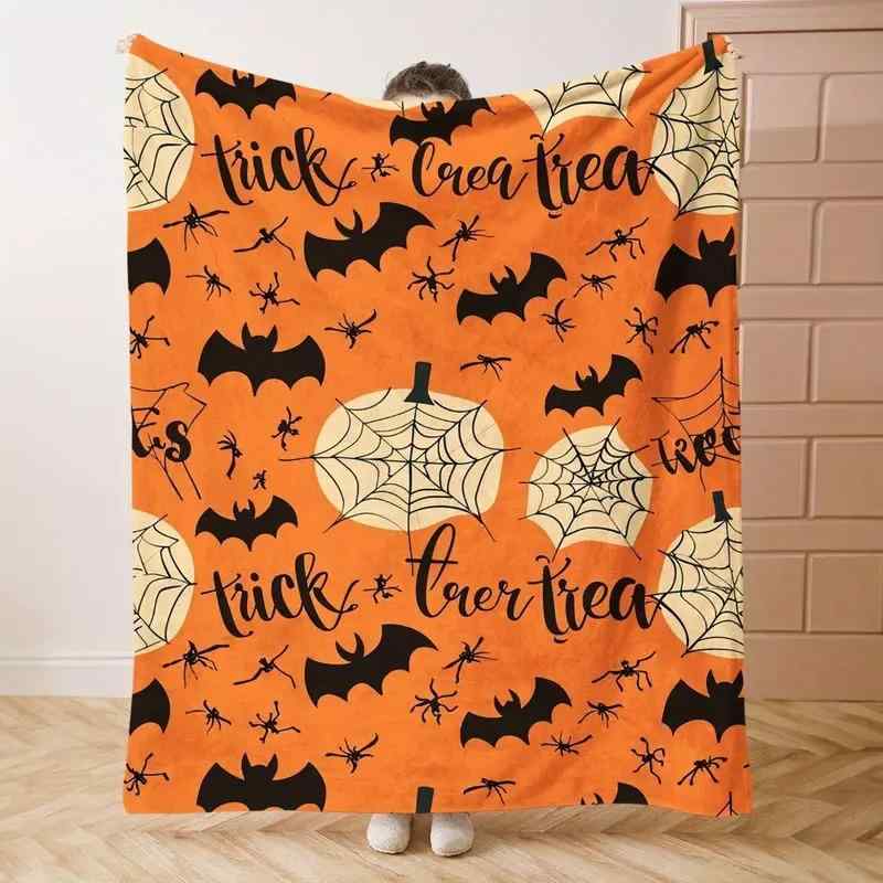 毛布 ブランケット フランネル 柔らか ふわふわ 暖かい ハロウィン柄 中世風 プリント ベッド ソファ用 カバー オールシーズン 寝室 リビング ひざ掛け おしゃれ