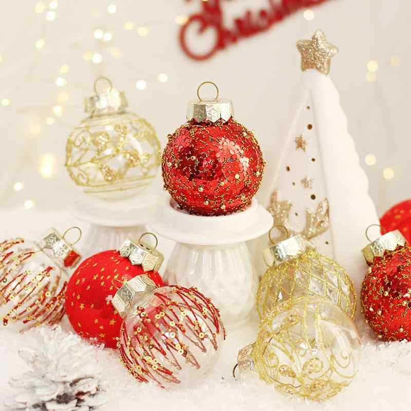 クリスマスオーナメント PET製 割れにくい 軽量 6cm クリスマスボール 吊り下げ飾り ツリー装飾 デコレーション 店舗 自宅 イベント パーティー 装飾品