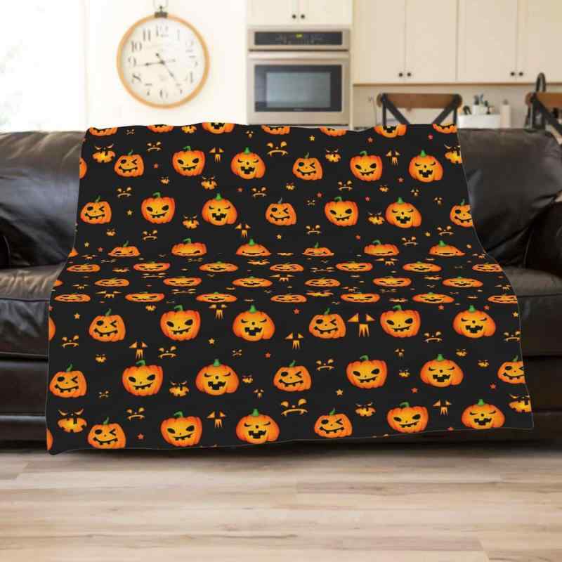 ブランケット 柔らか 快適 フランネル 毛布 ハロウィン カボチャ柄 ソファ 寝室 オフィス キャンプ 多機能 オールシーズン