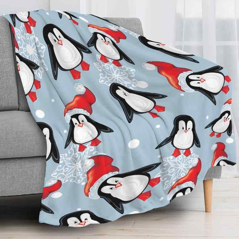 ブランケット フランネル 毛布 暖かい 軽量 ポリエステル製 かわいい クリスマス ペンギン柄 リビング 寝室 ベッド ソファ オフィス アウトドア レジャー キャンプ グランピング 車中泊 昼寝 ひざ掛け オールシーズン 4,321円