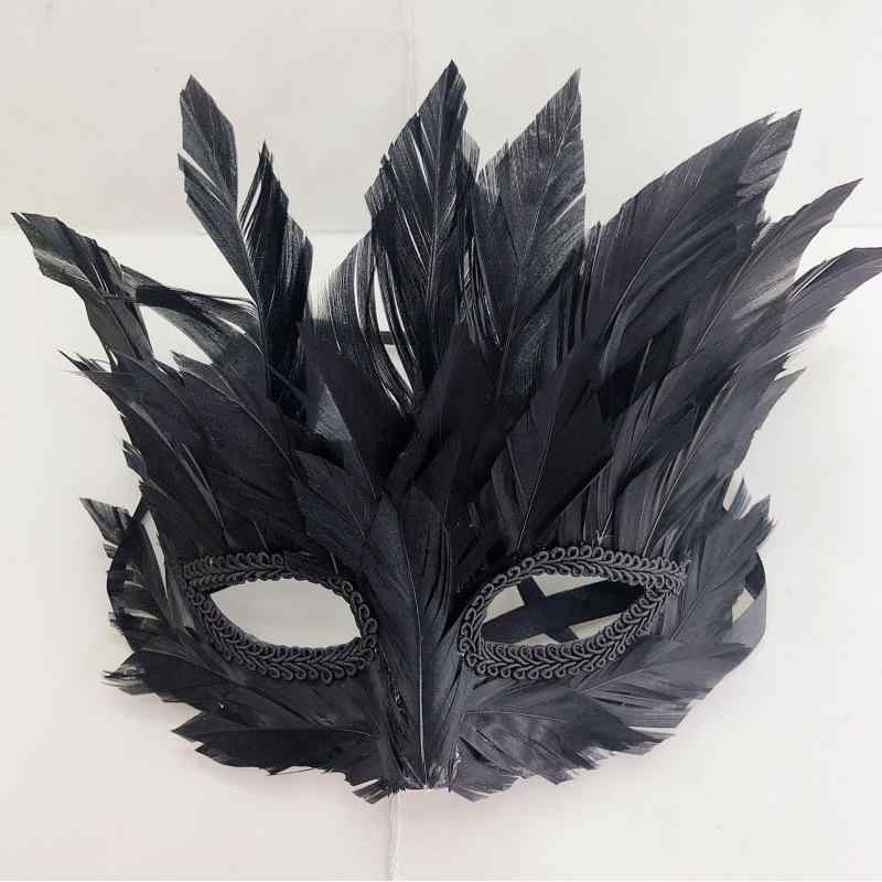 マスク レディース 女性用 ハロウィン 仮装 コスプレ プリンセス ベネチアン ハーフフェイス フェザー 羽飾り かわいい 仮面舞踏会 パーティー イベント プラスチック製 おしゃれ