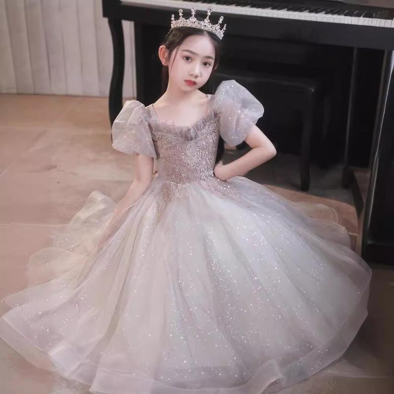 ドレス ジュニア 女の子 ピアノ発表会 演奏会 プリンセス フォーマル 結婚式 フラワーガール ステージ衣装 高級感 エレガント 個性的 軽やか 上品 チュール メッシュ プリーツ オールシーズン