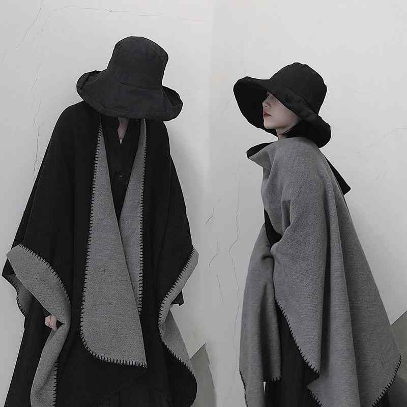 ショール レディース メンズ 大判 カシミヤタッチ 暖かい 無地 シンプル 秋冬 クラシック 黒 ストール ポンチョ ケープ ブランケット ひざ掛け 羽織り オフィス カジュアルスタイル