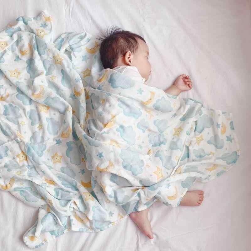 ベビー 新生児 赤ちゃん 安全基準Aクラス 竹繊維 コットン ダブルガーゼ モスリン 接触冷感 吸水速乾 バスタオル おくるみ ガーゼケット ブランケット 春夏 出産祝い お昼寝 マルチブランケット