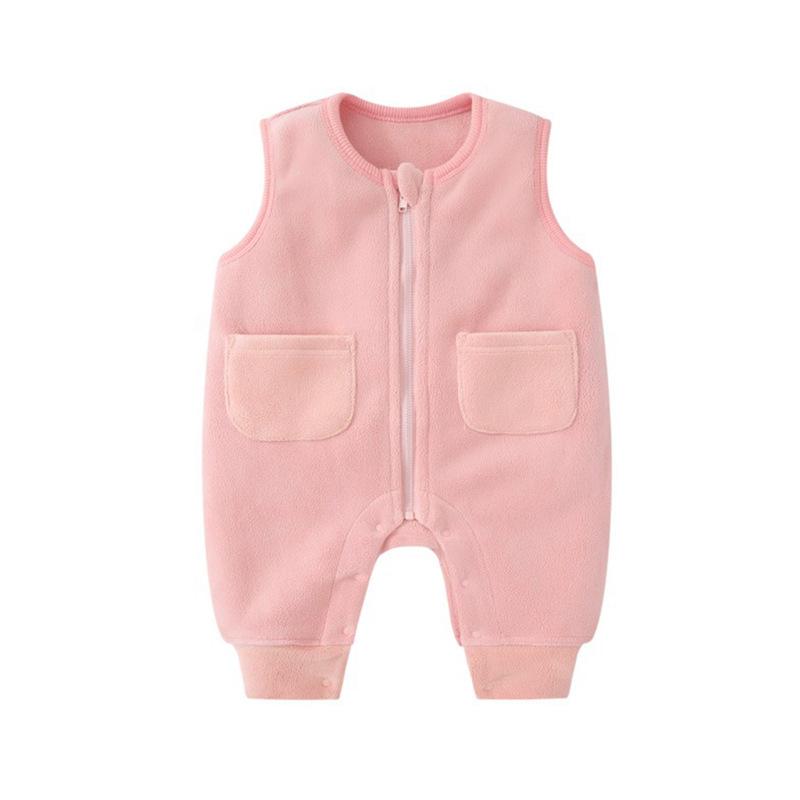 ロンパース ベビー 秋冬 あったか 厚手 奥粒絨フリース ノースリーブ オーバーオール サロペット 新生児 0歳 1歳 男女兼用 カジュアル ジッパー